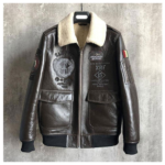 New 2025 Men Sheepskin Aviator B3 Bomber Shearling Jacket
